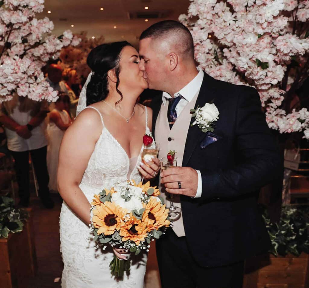 Lauren & Paul kissing close up shot